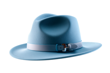 Elegant blue fedora hat with wide brim and stylish band