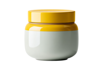 Stylish storage jar with a round shape and yellow lid
