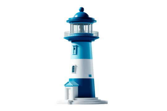Colorful lighthouse model with transparent background