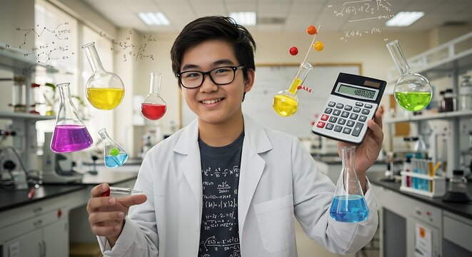 Aspiring Chemist Exploring the Fascinating World of Chemical Reactions and Calculations
