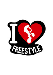 Obraz premium i love freestyle bmx velo cross coeur