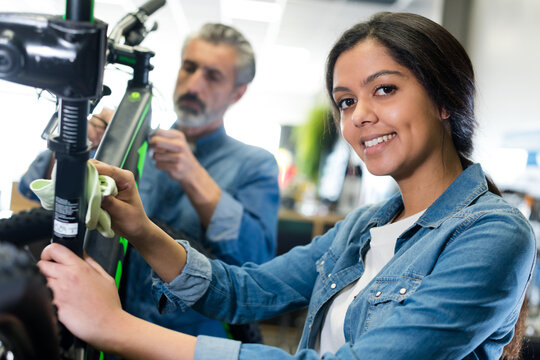 portrait of female bicycle mechanic