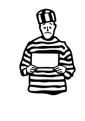 prisonnier pancarte vide homme dessin