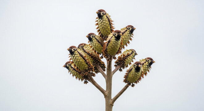 pine cones on branch