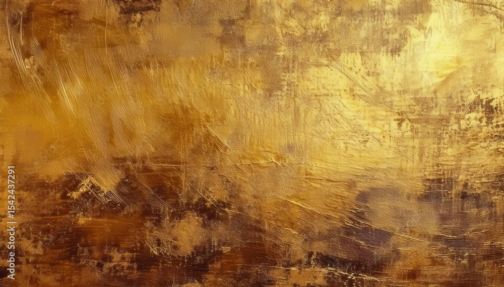 Poster luxury gold foil texture with rich metallic brush strokes and distressed abstract patterns for elega