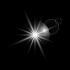 Realistic Lens Flares and Glares Effects with black background