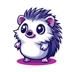 Obraz premium Cute Purple Hedgehog Mascot Logo - Vector Illustration