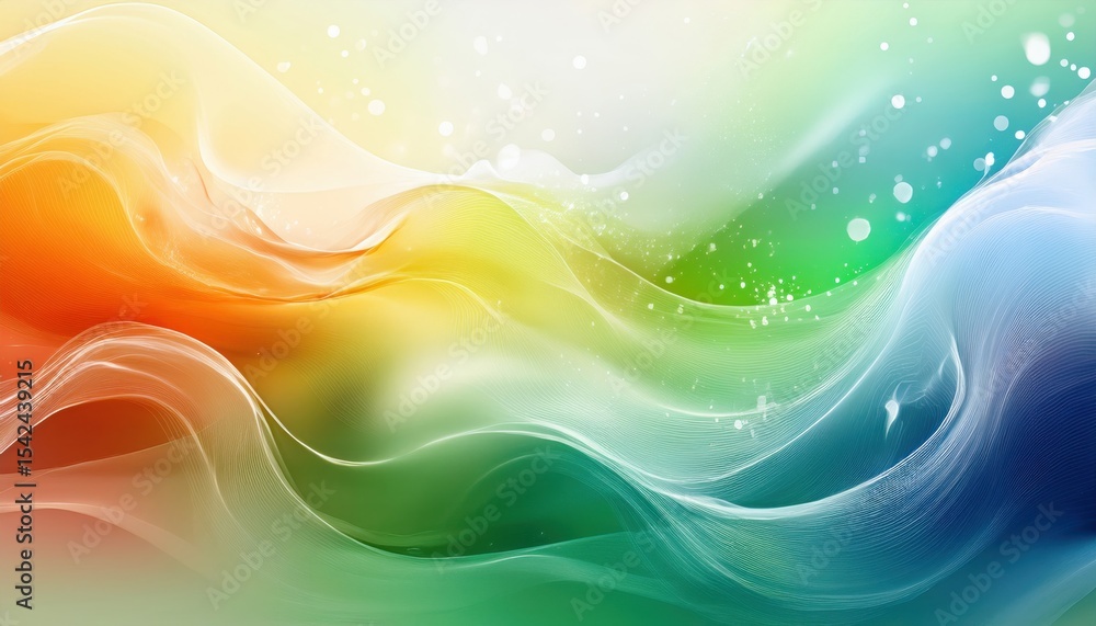 Aufkleber vibrant abstract color wave with soft fluid motion in green blue yellow orange tones on gradient bac