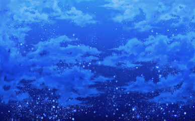 夜空の手描きイラスト