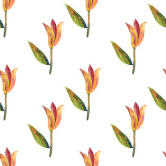 Beautifully stylized orange lily design on a neutral background creating visual harmony, watercolor pattern.