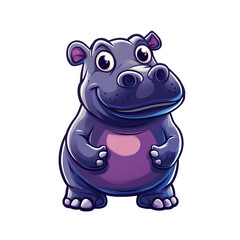 Fototapeta premium Cute Purple Hippo Mascot Logo Playful Cartoon Character