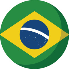 Obraz premium brazil flag in a circle, round icon with green yellow blue vector illustration