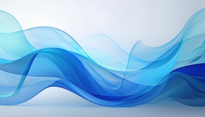  ethereal blue abstract wave flowing in layered translucent gradients on white background for modern web design, branding, or digital art backdrop