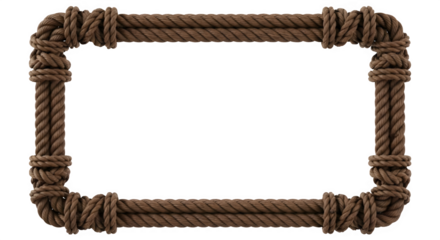 Decorative brown rope border frame for photos nautical maritime rustic design element graphic resource 100 char on transparent background