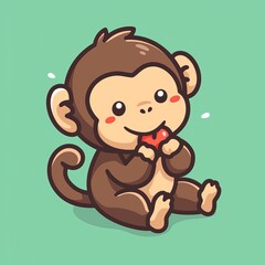 Fototapeta premium Cute Monkey Eating Fruit (7)