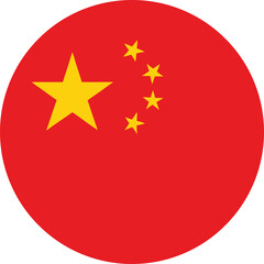 china flag in a circle, round red icon with yellow stars vector illustration