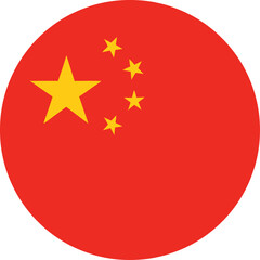 china flag in a circle, round red icon with yellow stars vector illustration