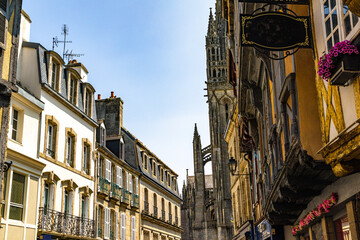 Fototapeta premium quimper, brittany, south brittany, finistere, france, town, old, urban