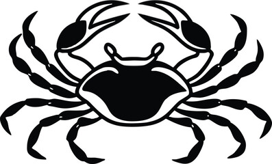 crab black silhouette icon, detailed marine animal vector illustration