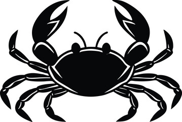 crab black silhouette icon, detailed marine animal vector illustration