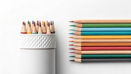 Obraz premium pencils--colored-pencils--container--stack-of-colo