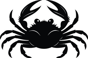 crab black silhouette icon, detailed marine animal vector illustration