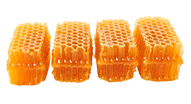 Honeycomb fresh organic natural sweet honey bee wax food healthy golden delicious raw honey product nutrition on transparent background