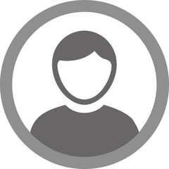 user profile icon, simple person avatar symbol in a gray circle vector illustration