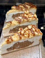 Indulge in these incredibly smooth and rich cheesecake slices, which are simply perfect for dessert lovers