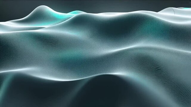 Abstract Teal and Grey Wave Pattern Digital Art
