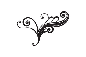 Arabesque Flourish Vector Decorative Curved Ornament with Ornamental Curls on White Background.