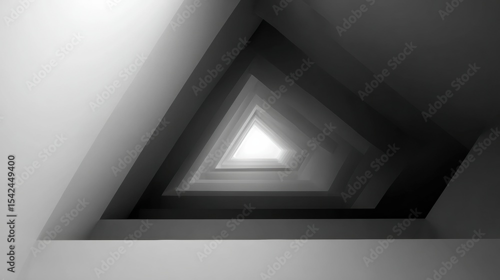 Fototapete Falling Into an Endless Soft Abyss With a Mesmerizing Triangular Shape Creating a Journey Through Light and Shadow