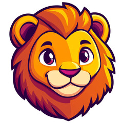 Cute Cartoon Lion Head Mascot Logo Playful Design for Kids