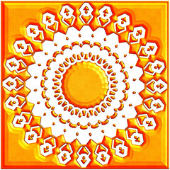 Radiant Mandala in Golden Harmony, Geometric 3D 
 Wall Art Design background with sun