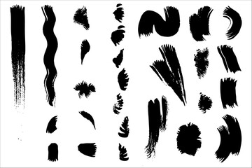 Brush strokes are black in a vector. Traced stroke processing.