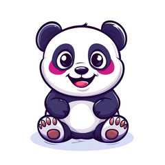Adorable Cartoon Panda: Happy, Sitting, Big Eyes, Cute Illustration