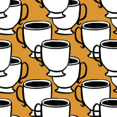 A beautifully stylized coffee cup pattern set against a neutral background, creating visual harmony.