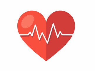 Heartbeat symbol with pulse wave on blue background