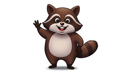 Naklejka premium Smiling raccoon waving with joy