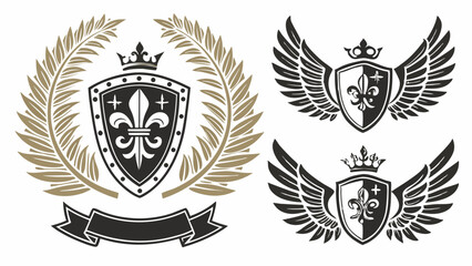 Obraz premium Elegant Heraldic Crest Designs Generated AI Vector Graphics