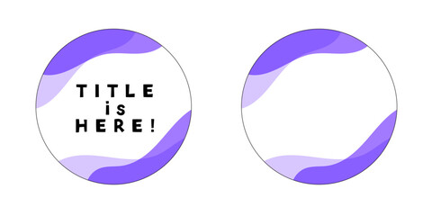 波、ウェーブの爽やかな紫色の丸、円形のあしらい、見出し、フレーム、バッジ