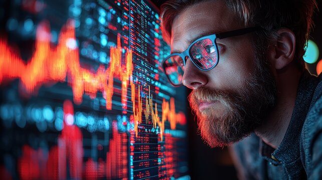 Two crypto traders hunched over their PC screens, their eyes glued to the fluctuating stock exchange market charts and research reports 