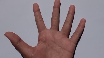 Human hand opening and closing in a loop. Close-up on finger movement and palm gestures over a plain background. Ideal for gesture, communication, anatomy, or motion concepts. - Powered by Adobe