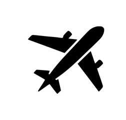 Obraz premium Minimalist Airplane Flying Silhouette – Black SVG Clipart Icon