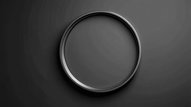 Sleek minimalist dark gray background featuring a silver metallic circle frame in the center, suitable for design elements.