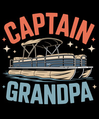 Grandpa Pontoon Boat Captain Vintage Nautical Boating Crew