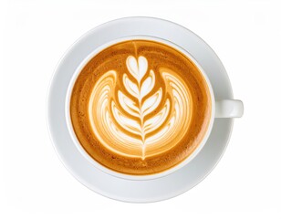 Latte Art Coffee Cup on White Background