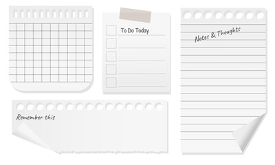 Vector Sticky Notes and Planner Pages – Realistic Torn Paper Set