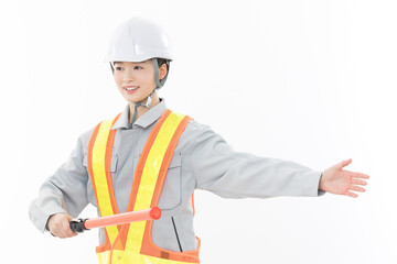 安全に誘導する土木作業員
