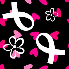Breast cancer month seamless pink ribbon day mammogram pattern for medical accessories and medicine textiles